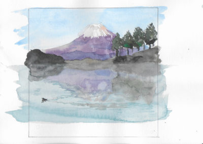 « Mont Fuji »<br>Aquarelle, 11,5x13cm, 2018