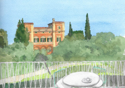 « Villa Léna, terrasse San-Michele »<br>Aquarelle, 31x23cm, 2018