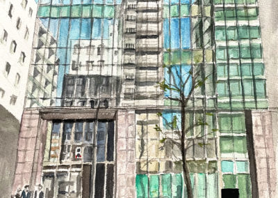 « Vue urbaine à Tokyo 2, Kobunacho »<br>Aquarelle, 31x23cm, 2022