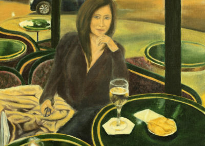 « A 22h50 au Café de Flore »<br>Huile sur toile, 60x50cm, 2020