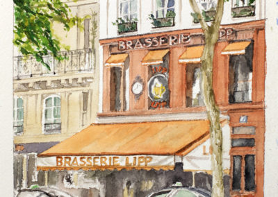« Brasserie Lipp »<br>Aquarelle, 31x23cm, 2021