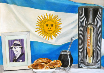 «  Bodegón argentina »<br>Acrylique et huile sur toile, 50x65cm, 2022