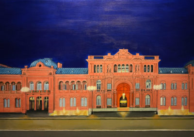 « Casa rosada »<br>Acrylique et huile sur toile, 97x195cm, 2022