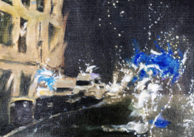 « Pluie à Cachan »<br>Huile sur toile, 65x50cm, 2022