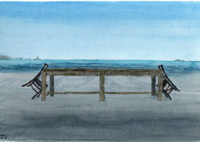« Chaises de Tom »<br>Aquarelle, 23x31cm, 2016