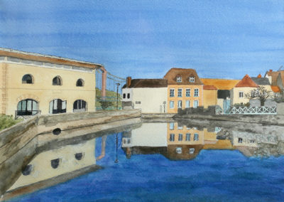 « Cosne Vous sur Loire, canal »Aquarelle, 23x31cm, 2019