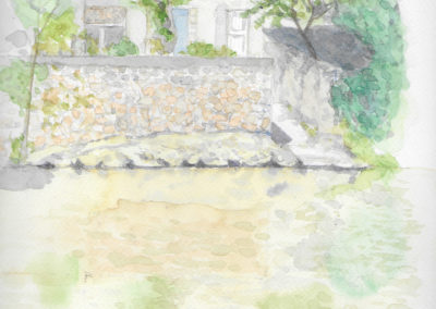 « Figeac, maison sur l’eau »<br>Aquarelle, 30x22cm, 2018