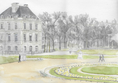 « Jardin du Luxembourg, matin de la fin d’hiver »Aquarelle, 29x39cm, 2018