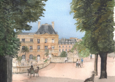 « Jardin du Luxembourg, bis »<br>Aquarelle, 31x23cm, 2018