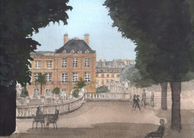 « Jardin du Luxembourg »<br>Aquarelle, 31x23cm, 2018