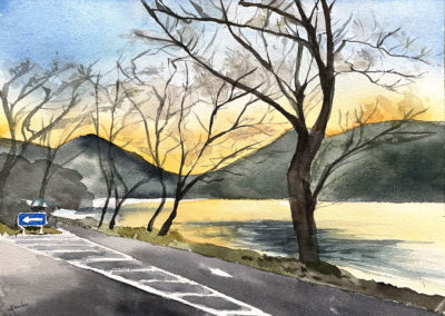 « Lac Chuzenji à Nikko »<br>Aquarelle, 23x31cm, 2022