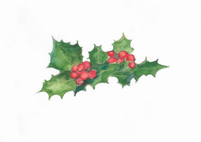 « Noël 2019 carte 3 »<br>Aquarelle, 20x15cm, 2018