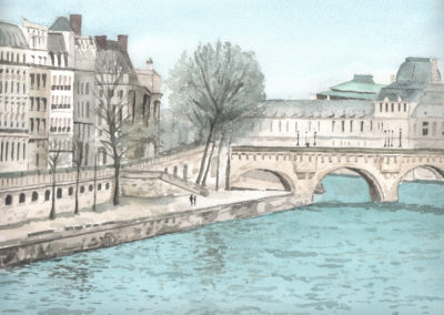 « Le Pont-Neuf »<br>Aquarelle, 23x31cm, 2017