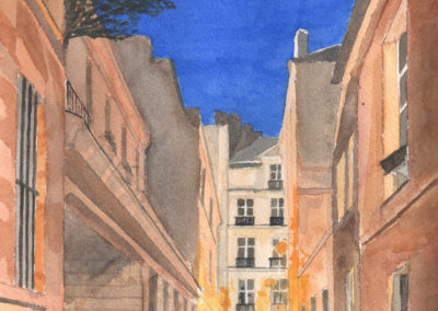 « Rue Visconti »<br>Aquarelle, 31x23cm, 2017