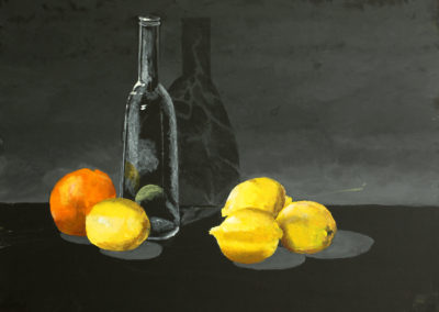 « Nature morte avec des agrumes »<br>Acrylique sur toile, 40x50cm, 2018