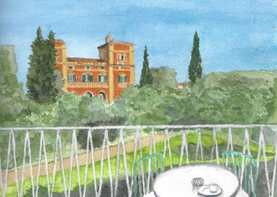 « Villa Léna, terrasse San-Michele, bis »<br>Aquarelle, 31x23cm, 2018