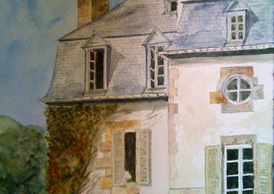 « Barac’h, sur la terrasse »<br>Aquarelle, 23x31cm, 2016