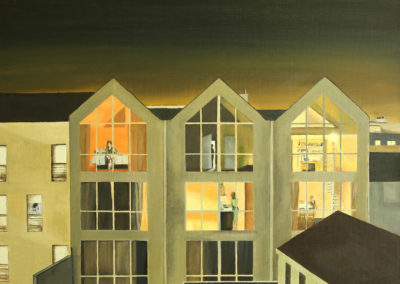 « Nuit à Cachan »<br>Huile sur toile, 73x100cm, 2020