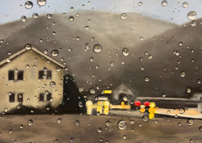 «&nbsp;Lac Kawaguchi, à l’est&nbsp;» huile sur toile, 65x50 cm, 2025