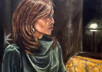 «&nbsp; Au bar de l’hôtel Bulgari à Tokyo&nbsp;» pigments anciens, 33 x 24 cm; 2025