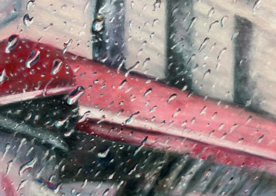 « À l’abri »<br>Huile sur toile, 61x50cm, 2022