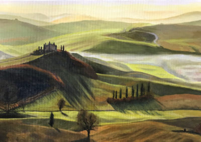 « Toscane »<br>Huile sur toile, 38x55cm, 2019