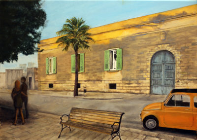 « Rue dans les Pouilles »<br>Huile sur toile, 50x70cm, 2021