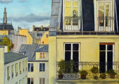 « Joie et mélancolie d'un soir d'été »<br>Huile sur toile, 65x50cm, 2019