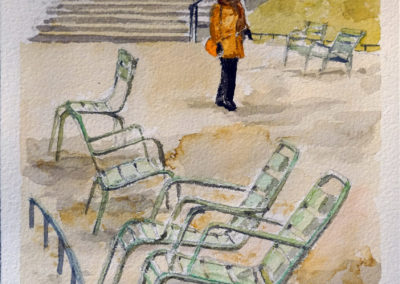 « Jardin du Luxembourg en hiver »<br>Aquarelle, 21x15cm, 2021