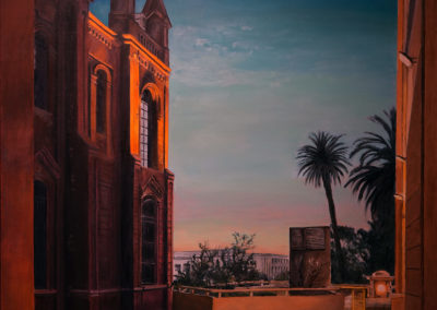 « Recoleta, al atardecer »<br>Acrylique et huile sur toile, 162x130cm, 2022