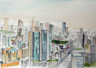 « Andaz Tokyo »<br>Aquarelle, 15x30cm, 2021
