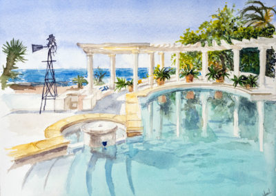 « Piscine à Carboneras »<br>Aquarelle, 23x31cm, 2023
