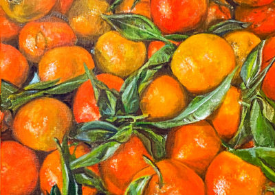 « Clémentines de Corse »<br>Huile sur toile, 30 x 30cm, 2023