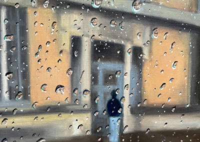« Rue Dantzig à travers la vitre de ma voiture »<br>huile sur toile, 65x50cm, 2024