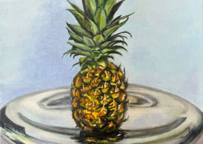 « Ananas mélancolique » huile sur toile , 30 x 30cm, 2024