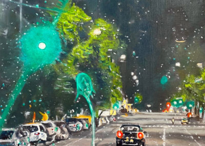 « Pluie nocturne » huile sur toile, 65x50cm, 2023
